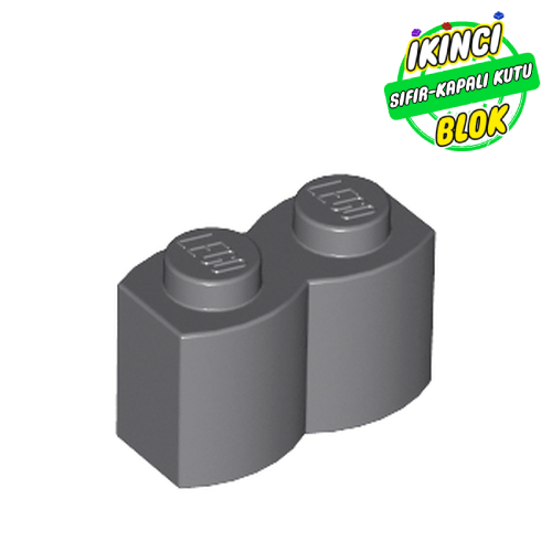 LEGO® 1 x 2 Kütük Desenli Tuğla Koyu Mavimsi Gri Sıfır