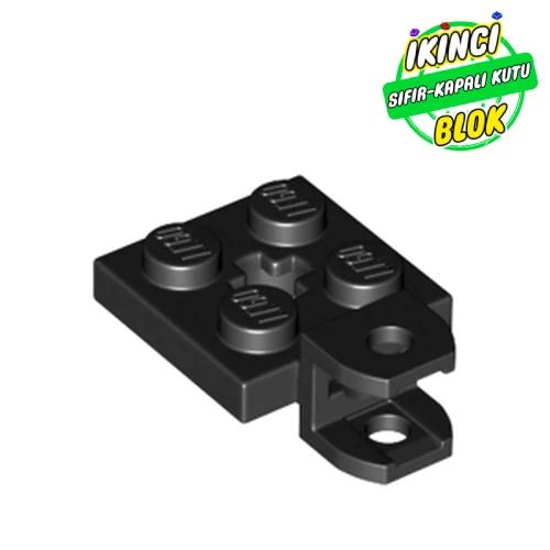 LEGO® Plate Special 2 x 2 with Towball Socket, Short, Flattened with Holes and Axle Hole in Center Siyah Sıfır