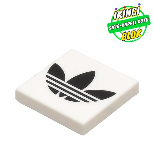 LEGO® Tile 2 x 2 with Black adidas Logo print Beyaz Sıfır