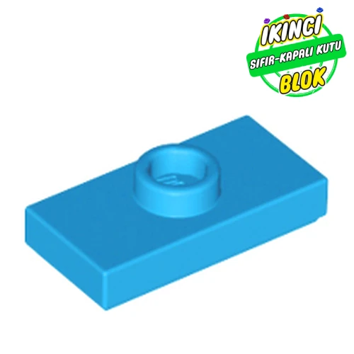 LEGO® Plate Special 1 x 2 with 1 Stud with Groove and Inside Stud Holder (Jumper) Koyu Azur Sıfır