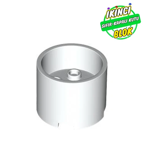 LEGO® Brick Round 3 x 3 x 2 Recessed Center with 2 x 2 Studs and Axle Hole Beyaz Sıfır