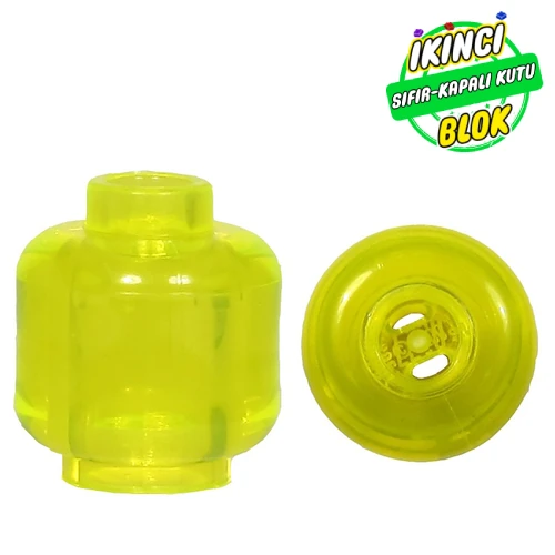 LEGO® Minifig Head [Plain] [Vented Stud - 2 Holes] Şeffaf Neon Yeşili Sıfır