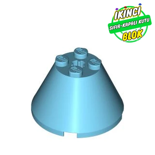 LEGO® Cone 4 x 4 x 2, Axle Hole [Plain] Orta Azur Sıfır