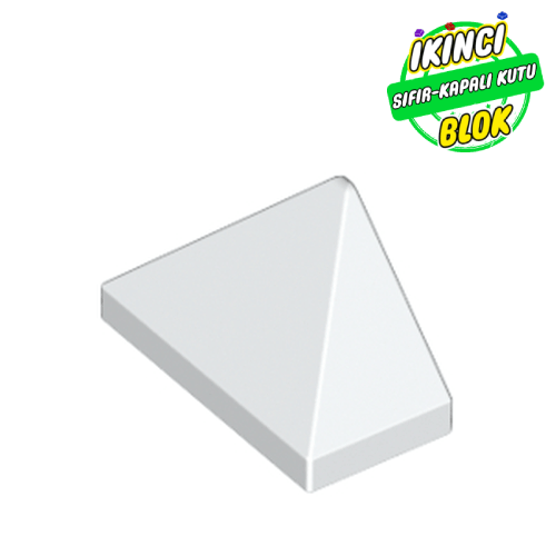 LEGO® 2 x 1 Üçlü Alt Stud Bağlantılı 45 Derece Eğimli Parça Beyaz Sıfır