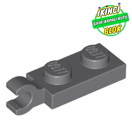 LEGO® Plate Special 1 x 2 with Clip Horizontal on End Koyu Mavimsi Gri Sıfır