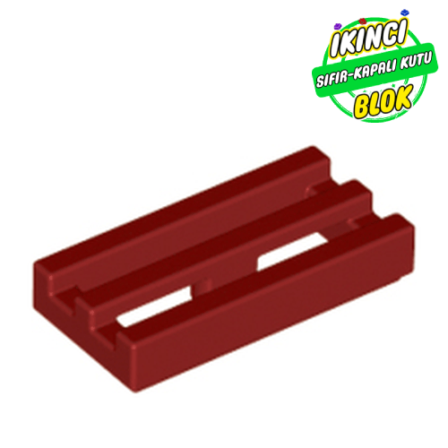 LEGO® 1 x 2 Izgara Desenli Modifiye Düz Plaka Koyu Kırmızı Sıfır
