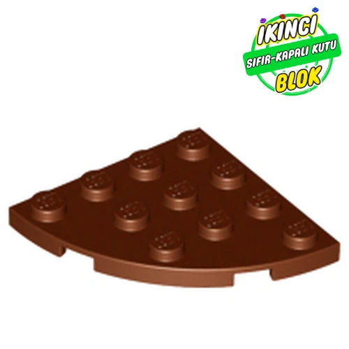 LEGO® Plate Round Corner 4 x 4 Kırmızımsı Kahverengi Sıfır