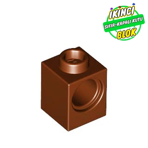 LEGO® Technic Brick 1 x 1 with Pin Hole Kırmızımsı Kahverengi Sıfır