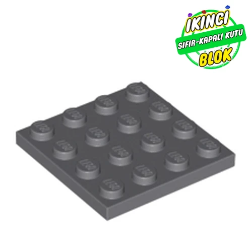 LEGO® Plate 4 x 4 Koyu Mavimsi Gri Sıfır