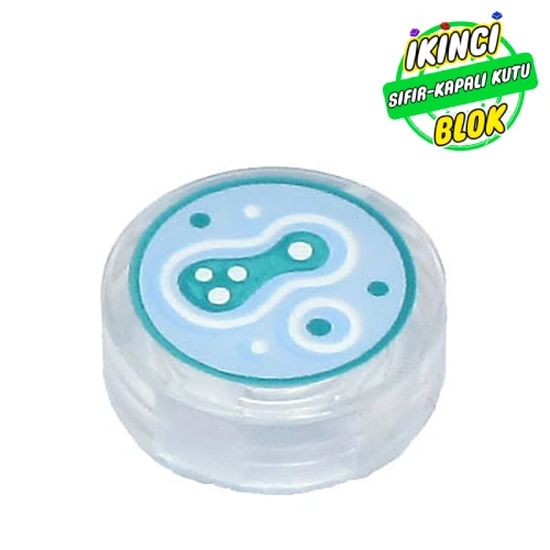 LEGO® Tile Round 1 x 1 with Bacteria Print Şeffaf Sıfır