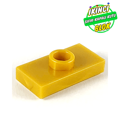 LEGO® 1 x 2 Modifiye Düz Plaka 1 Birim Atlatıcılı Parlak Altın Sıfır