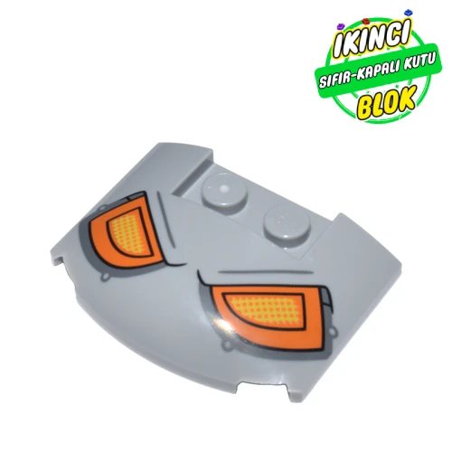 LEGO® Slope Curved 3 x 4 x 2/3 Triple Curved with 2 Sunk Studs with Orange/Yellow Robot Eyes print Açık Mavimsi Gri Sıfır
