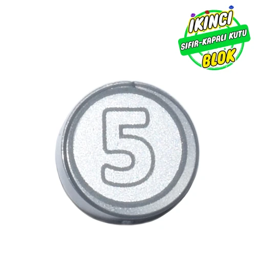 LEGO® Tile Round 1 x 1 with '5' Coin print Mat Gümüş Sıfır