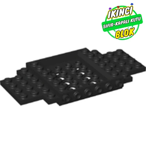 LEGO® Vehicle Base 6 x 12 x 1 with Holes, 5 x 4 Recessed Center, 6 Studs On sides, 1 x 2 Cutouts on Ends Siyah Sıfır