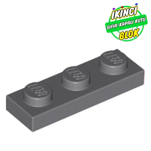 LEGO® Plate 1 x 3 Koyu Mavimsi Gri Sıfır