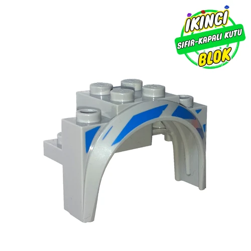 LEGO® Wheel Arch, Mudguard 4 x 2 1/2 x 2 1/3 with Blue Stripes print Açık Mavimsi Gri Sıfır