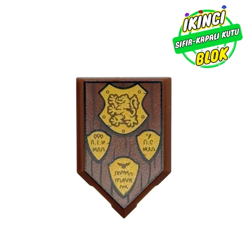 LEGO® Tile Special 2 x 3 Pentagonal with Tan Shields/Crests, Lion print Kırmızımsı Kahverengi Sıfır