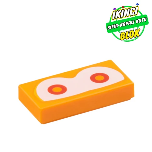 LEGO® Tile 1 x 2 with White Eyes, Red/Orange Pupils print Turuncu Sıfır