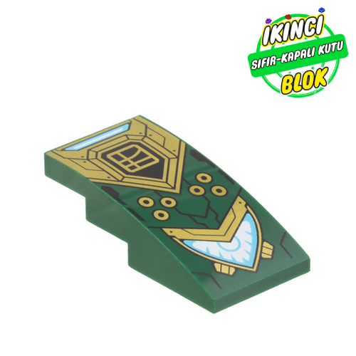 LEGO® 4 x 2 Siyah ve Altın Zırh Görünümlü Ninjago Kavisli Parça Koyu Yeşil Sıfır