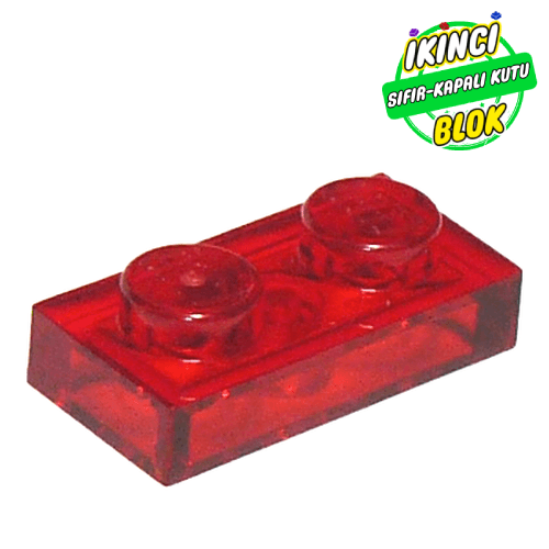 LEGO® 1 x 2 Plaka Şeffaf Kırmızı Sıfır