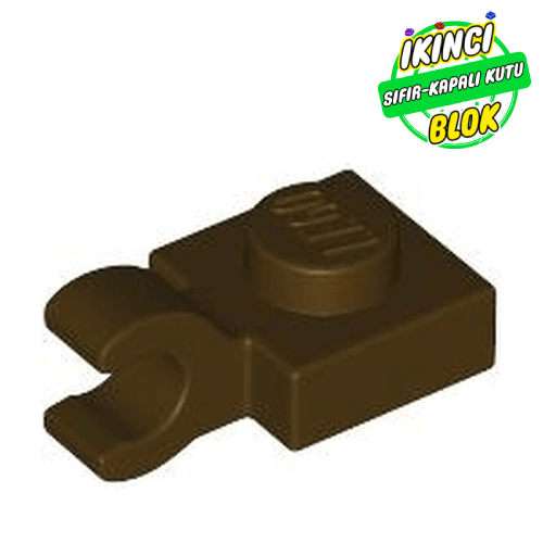 LEGO® 1 x 1 Modifiye Plaka, Açık O Klipsli (Kalın, Dikey Tutuşlu) Koyu Kahverengi Sıfır