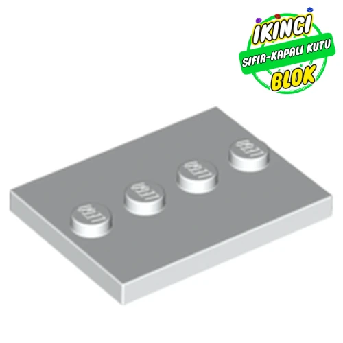 LEGO® Plate Special 3 x 4 with 1 x 4 Center Studs [Plain] Beyaz Sıfır