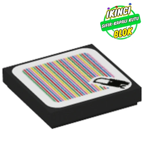 LEGO® Tile 2 x 2 with Crowber and Barcode Print (Sticker) Siyah Sıfır