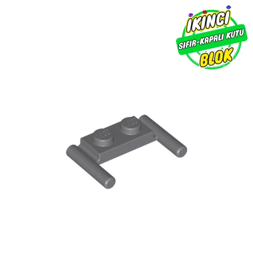 LEGO® Plate Special 1 x 2 with Handles [Flat Ends / Low Attachment] Koyu Mavimsi Gri Sıfır