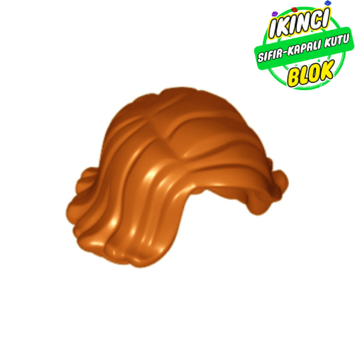 LEGO® Kısa Kadın Saçı, İki Yana Ayrılmış Koyu Turuncu Sıfır