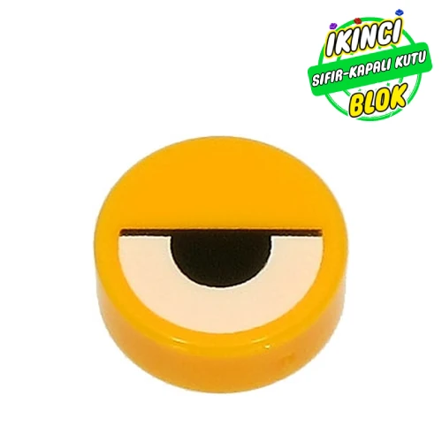 LEGO® Tile Round 1 x 1 with Half-Closed Eye print Parlak Açık Turuncu Sıfır
