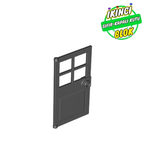 LEGO® Door 1 x 4 x 6 with 4 Panes and Stud Handle Siyah Sıfır