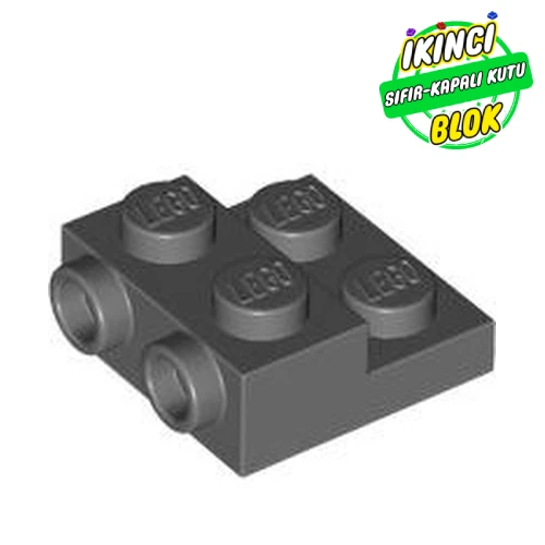 LEGO® Plate Special 2 x 2 x 2/3 with Two Studs On Side and Two Raised - Updated Version Koyu Mavimsi Gri Sıfır