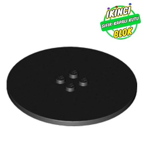 LEGO® Plate Special Round 8 x 8 with 2 x 2 Center Studs without Groove Siyah Sıfır