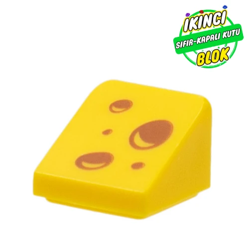 LEGO® Slope 30° 1 x 1 x 2/3 (Cheese Slope) with Cheese Holes print Sarı Sıfır