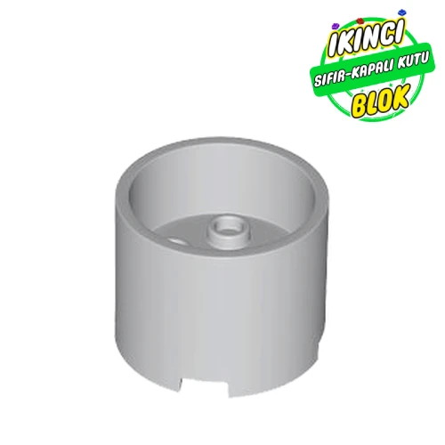 LEGO® Brick Round 3 x 3 x 2 Recessed Center with 2 x 2 Studs and Axle Hole Açık Mavimsi Gri Sıfır