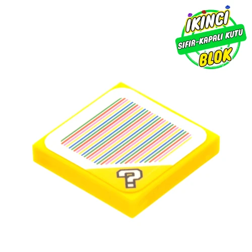 LEGO® Tile 2 x 2 with '?' and Barcode Print (Sticker) Sarı Sıfır
