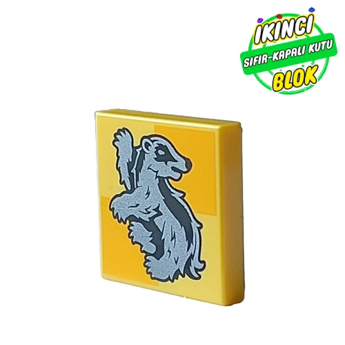 LEGO® Tile 2 x 2 with Brown Badger, Hufflepuff Crest print Sarı Sıfır