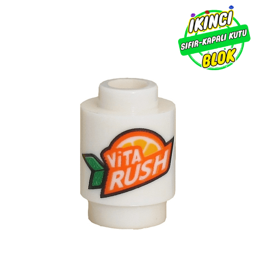 LEGO® 1 x 1 Vita Rush Logolu Kavisli Tuğla Beyaz Sıfır