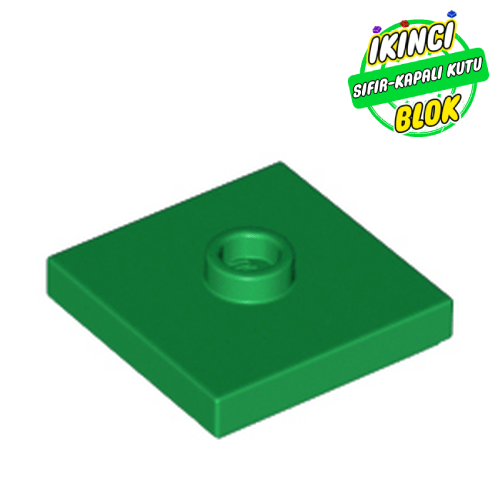 LEGO® 2 x 2 Modifiye Düz Plaka 1 Birim Merkezli Çıkışlı Yeşil Sıfır