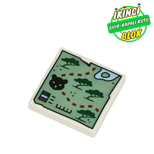 LEGO® Tile 2 x 2 with Map, Trail, Tiger print Beyaz Sıfır