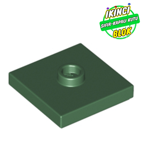LEGO® 2 x 2 Modifiye Düz Plaka 1 Birim Merkezli Çıkışlı Koyu Yeşil Sıfır