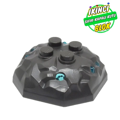 LEGO® Rock 4 x 4 x 1 1/3, Top with Trans-Light Blue Crystals Pattern İnci Titanyum Sıfır