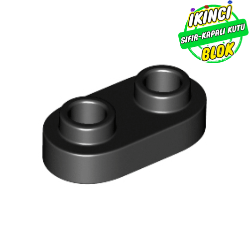 LEGO® 1 x 2 Yuvarlak Plaka (Açık Studlu) Siyah Sıfır