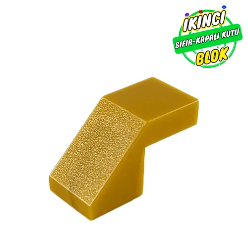 LEGO® 2 x 1 45 Derece Altı Kesik Studsız Eğimli Parça Metalik Altın Sıfır