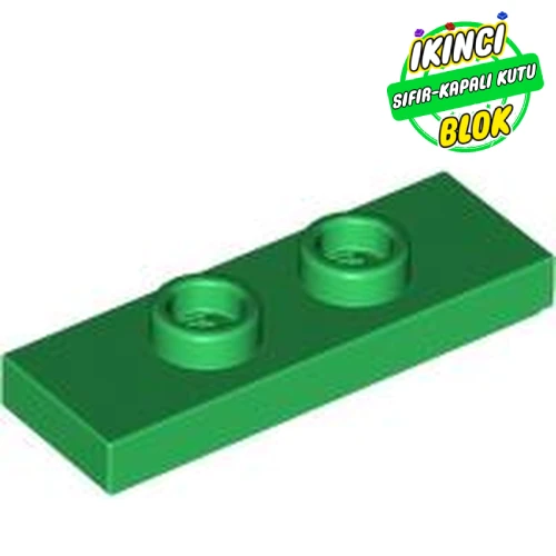 LEGO® Plate Special 1 x 3 with 2 Studs with Groove and Inside Stud Holder (Jumper) Yeşil Sıfır