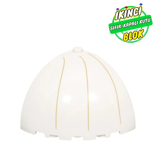 LEGO® Brick Round Corner 5 x 5 x 3 1/3 Quarter Dome Top with 3 Tan Stripes print Beyaz Sıfır