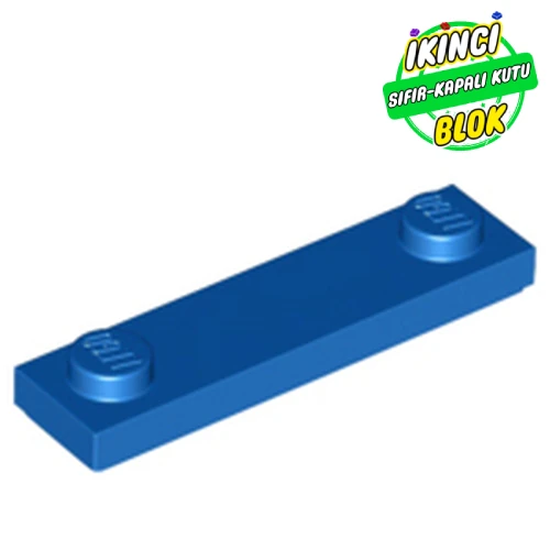 LEGO® Plate Special 1 x 4 with 2 Studs with Groove [New Underside] Mavi Sıfır