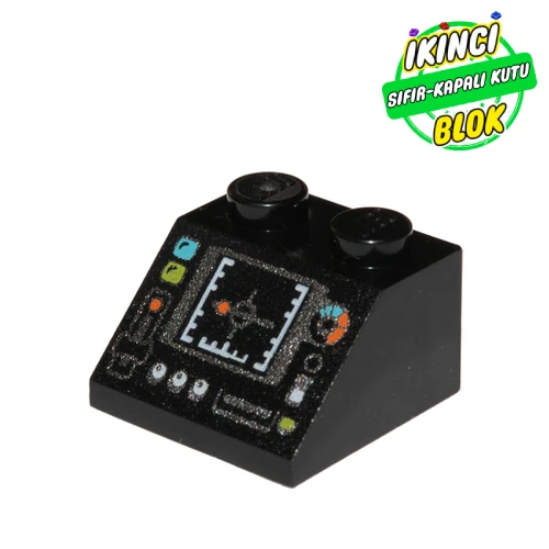 LEGO® Slope 45° 2 x 2 with Silver Control Panel and Screen Print Siyah Sıfır