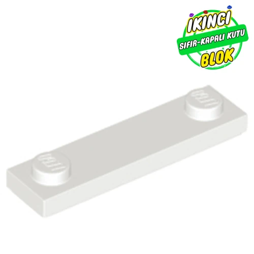 LEGO® Plate Special 1 x 4 with 2 Studs with Groove [New Underside] Beyaz Sıfır