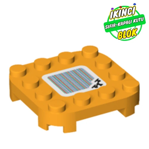 LEGO® Plate Round Corners 4 x 4 x 2/3 Circle with Reduced Knobs and Seesaw and Barcode Print (Sticker) Parlak Açık Turuncu Sıfır